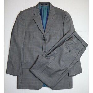 MEN'S GRAY PLAID SUIT - ARNOLD BRANT - SIZE 40L - PANTS SIZE 31 x 32